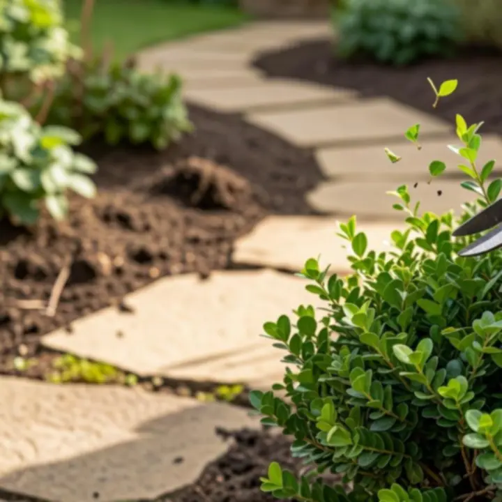 Mistrzowski ogrodnik podczas precyzyjnej pracy nad detalem ogrodowym