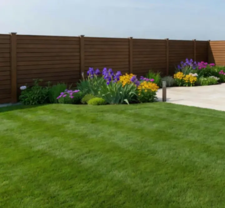 Ogród po transformacji - zadbany, zielony krajobraz z zdrowymi roślinami i funkcjonalną architekturą